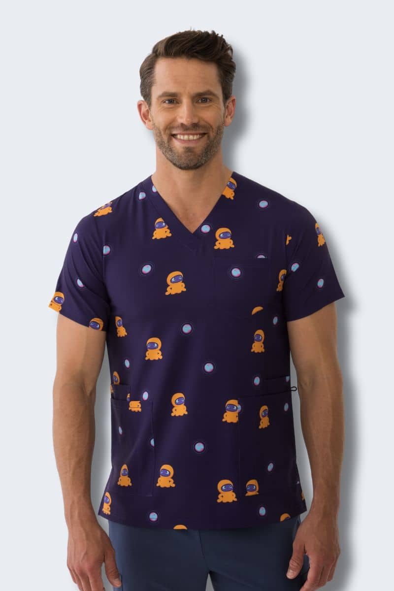 Men's Printed Scrub Tops Fashion Designs
